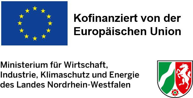Fördermittelgeber des Projekts ist die Europäische Union und das Ministerium für Wirtschaft, Industrie, Klimaschutz und Energie des Landes Nordrhein-Westfalen